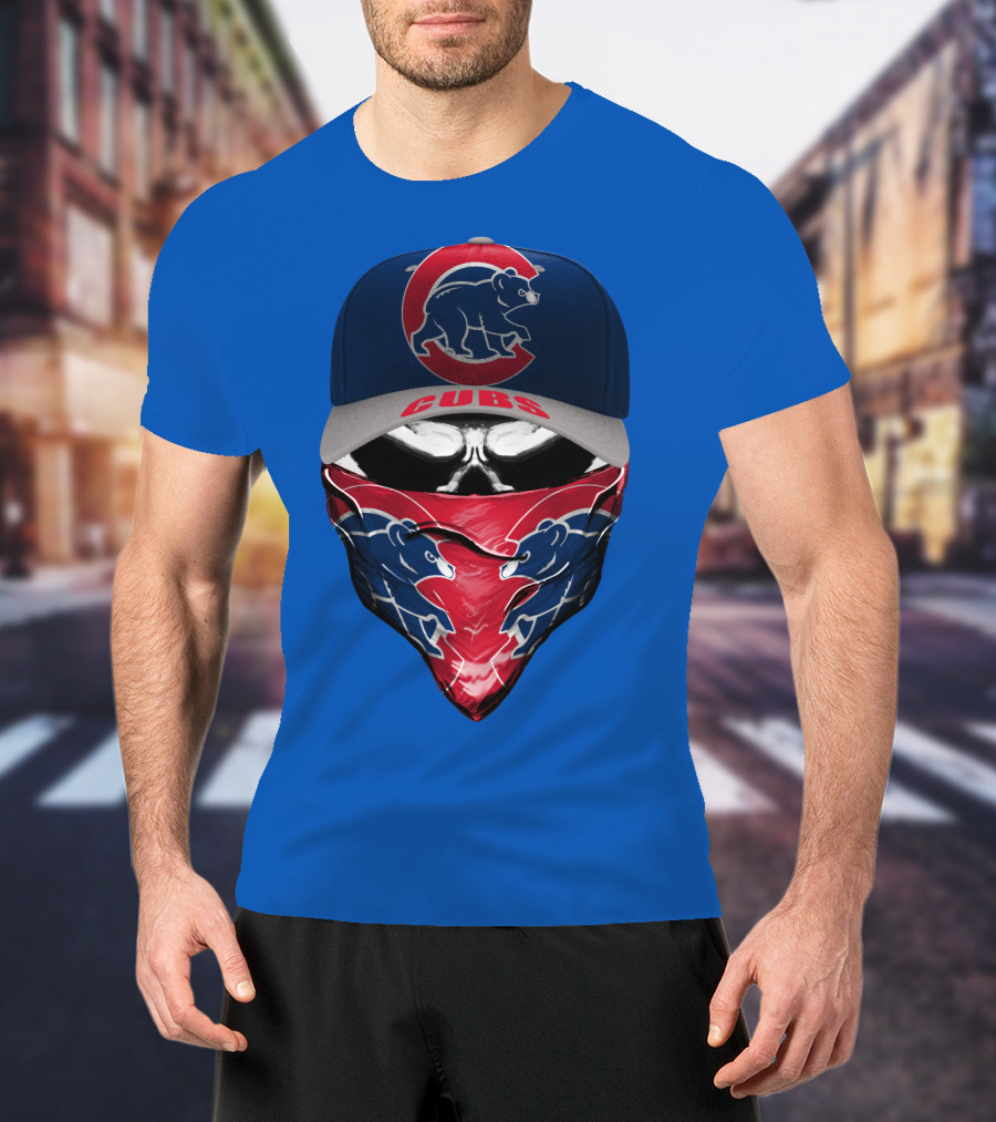 Chicago Cubs Bear Logo Cap And Bandana Combo T-Shirt