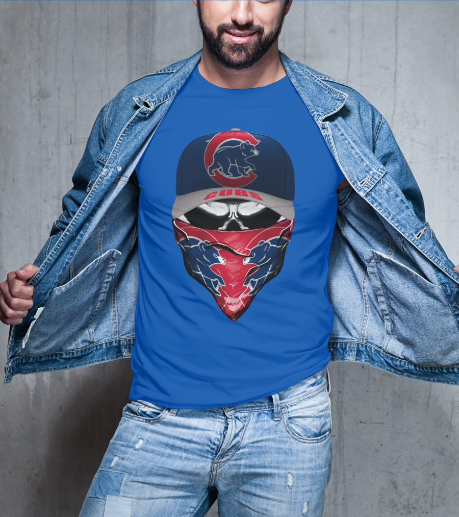 Chicago Cubs Bear Logo Cap And Bandana Combo T-Shirt
