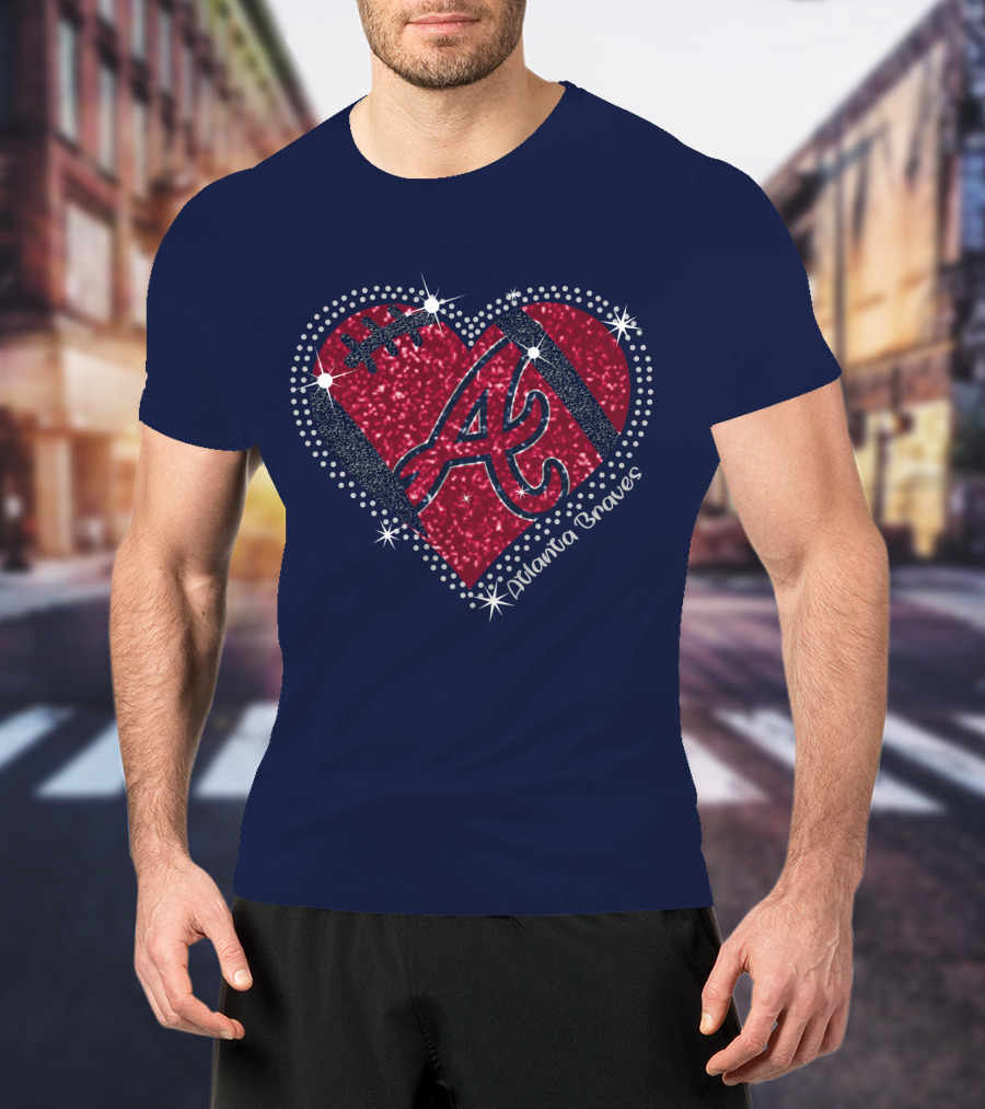 Atlanta Braves Heart With Sparkling Baseball T-Shirt