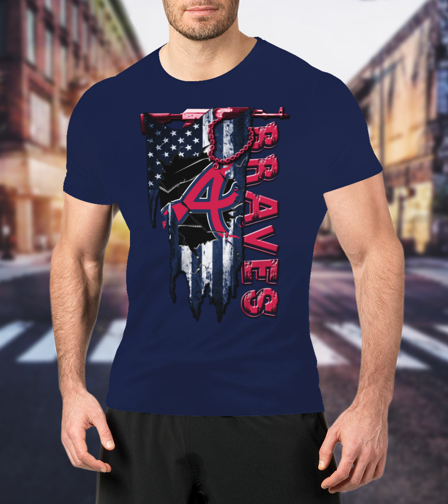 Atlanta Braves Patriotic Logo American Flag T-Shirt