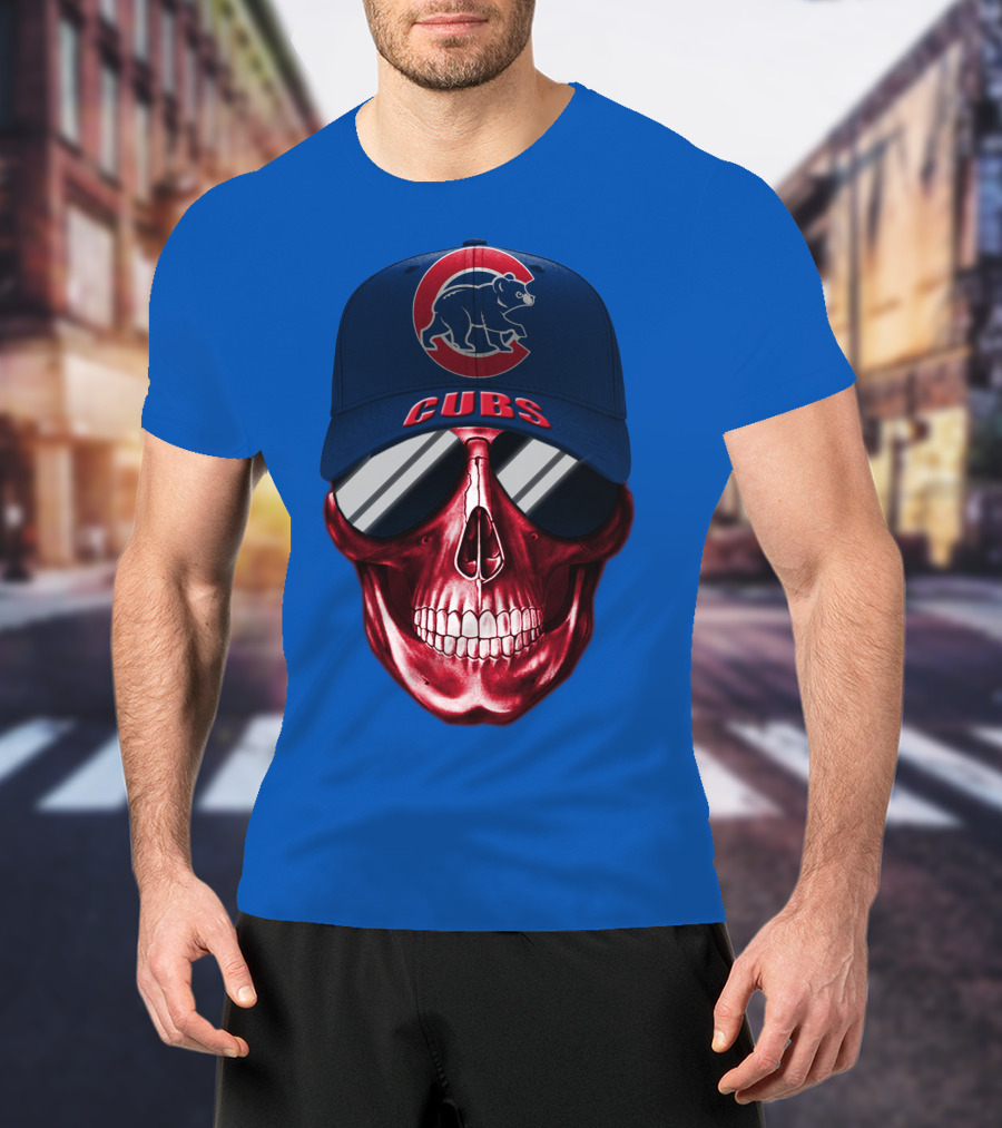 Chicago Cubs Skull Cap T-Shirt