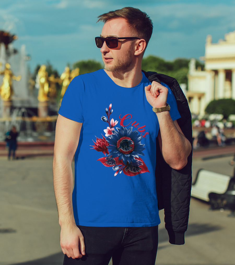 Cubs Blue And Red Floral T-Shirt