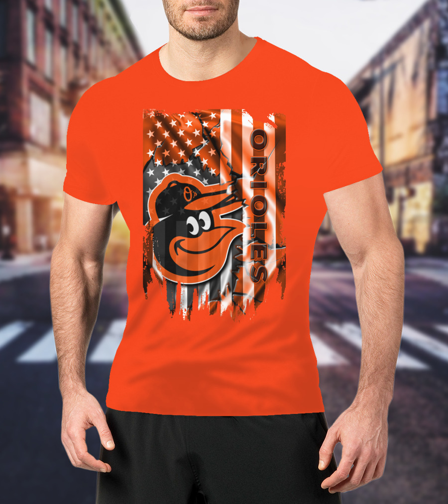 Baltimore Orioles American Flag Bird T-Shirt