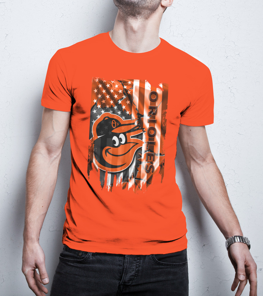Baltimore Orioles American Flag Bird T-Shirt