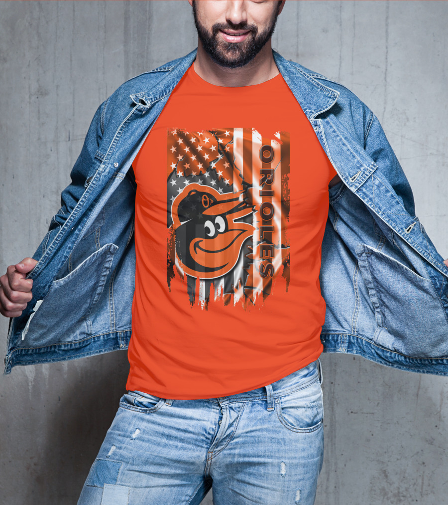 Baltimore Orioles American Flag Bird T-Shirt
