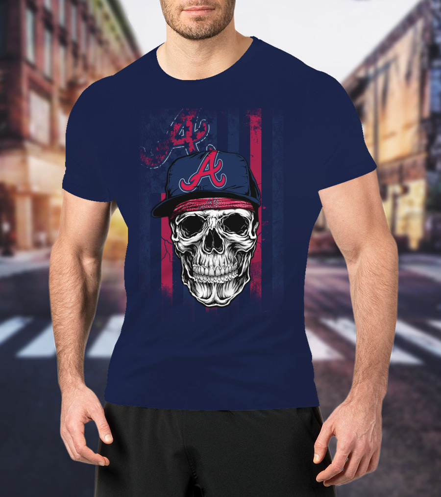 Atlanta Braves Skull With Cap And Team T-Shirt