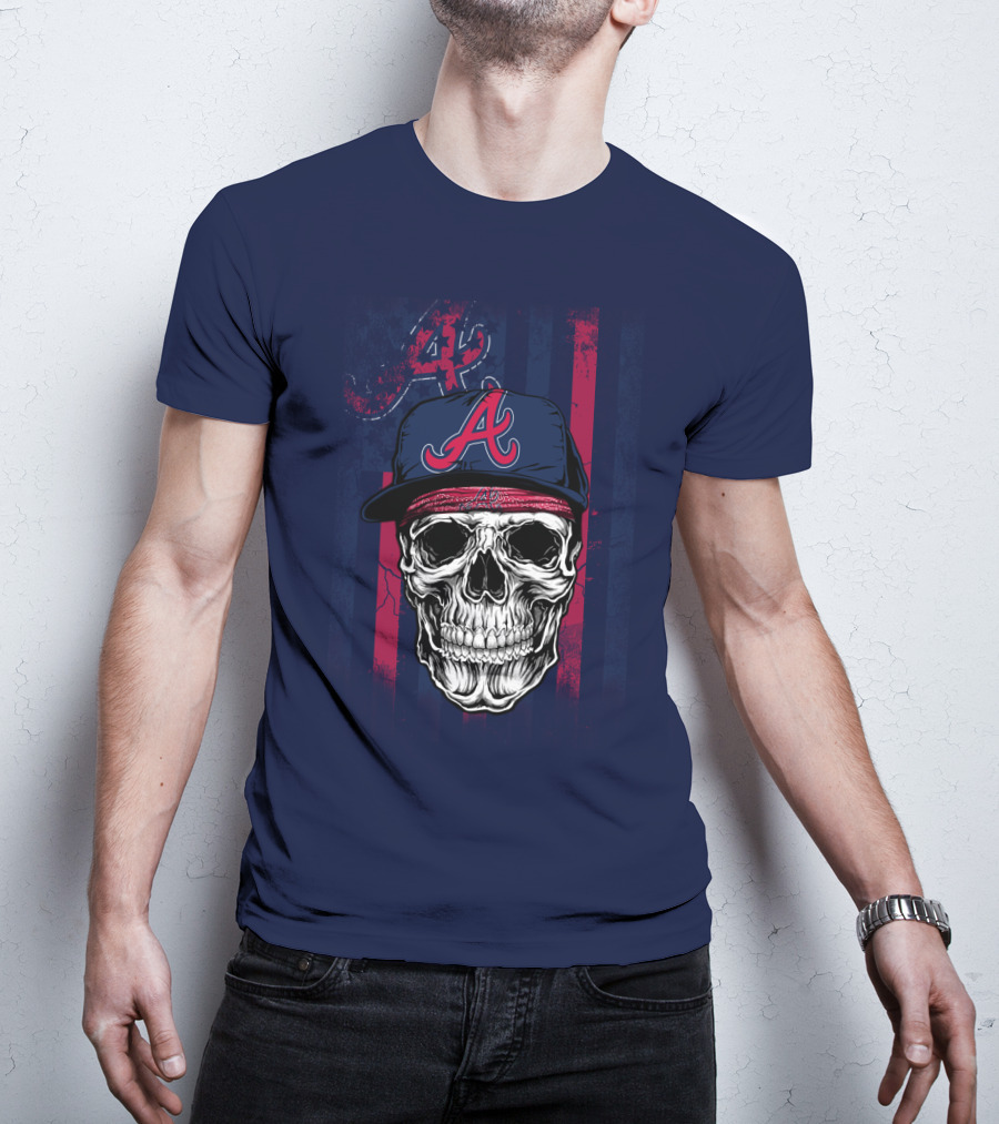 Atlanta Braves Skull With Cap And Team T-Shirt