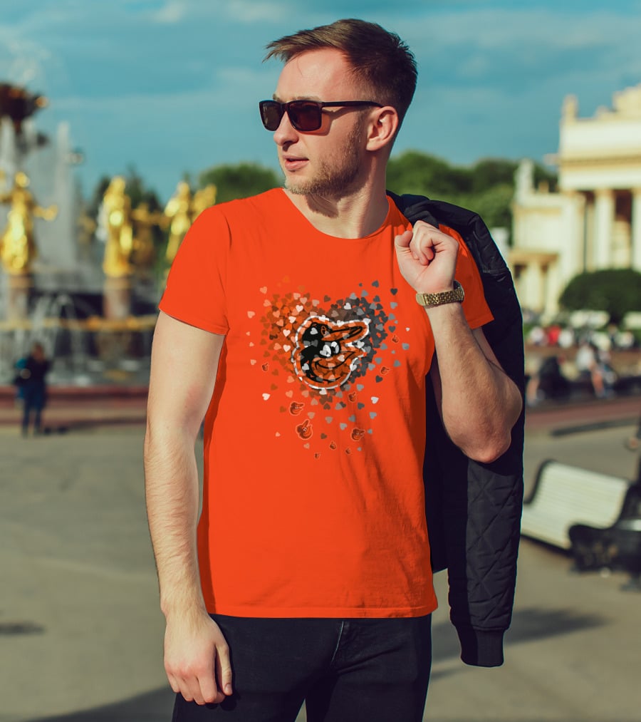 Baltimore Orioles Heart Pattern With Team T-Shirt