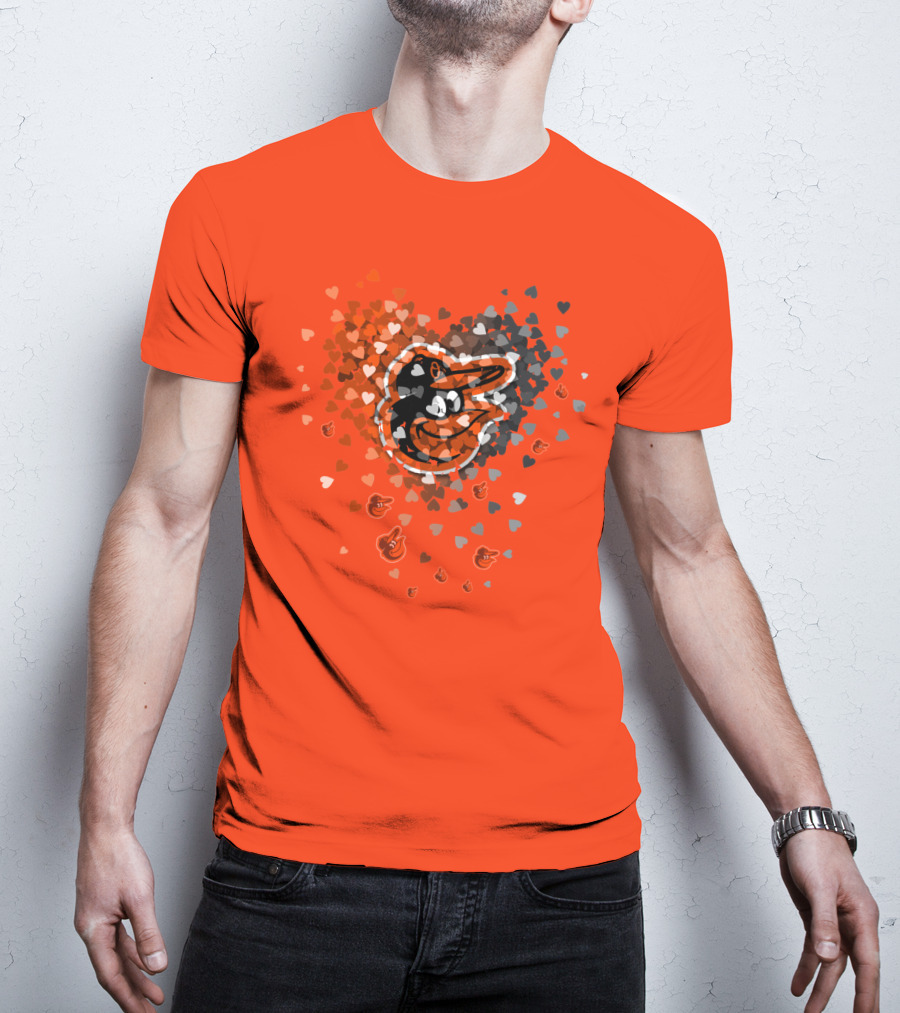 Baltimore Orioles Heart Pattern With Team T-Shirt