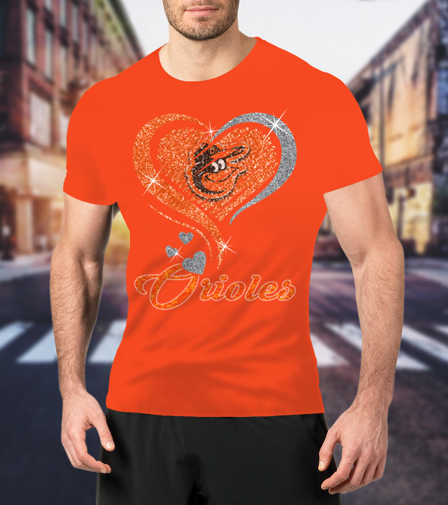 Orioles Heart Sparkle Design Baltimore Orioles T-Shirt