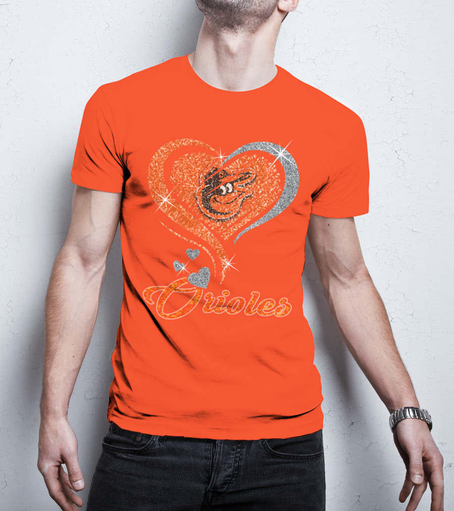 Orioles Heart Sparkle Design Baltimore Orioles T-Shirt