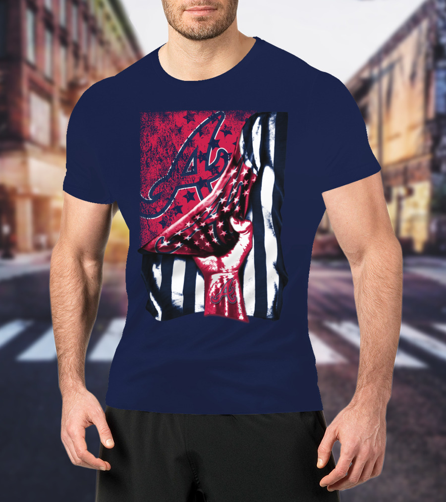 Atlanta Braves A Logo Stars And Stripes Flag T-Shirt