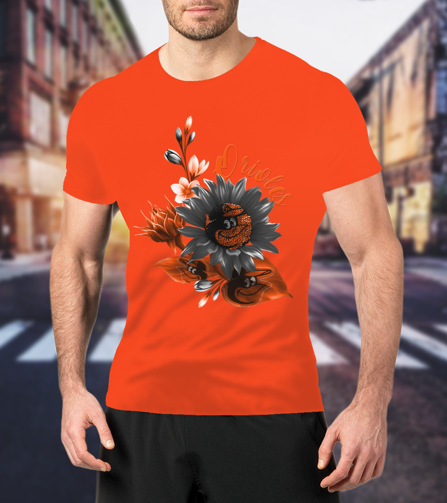 Orioles Sunflower Floral Design Baltimore Orioles T-Shirt