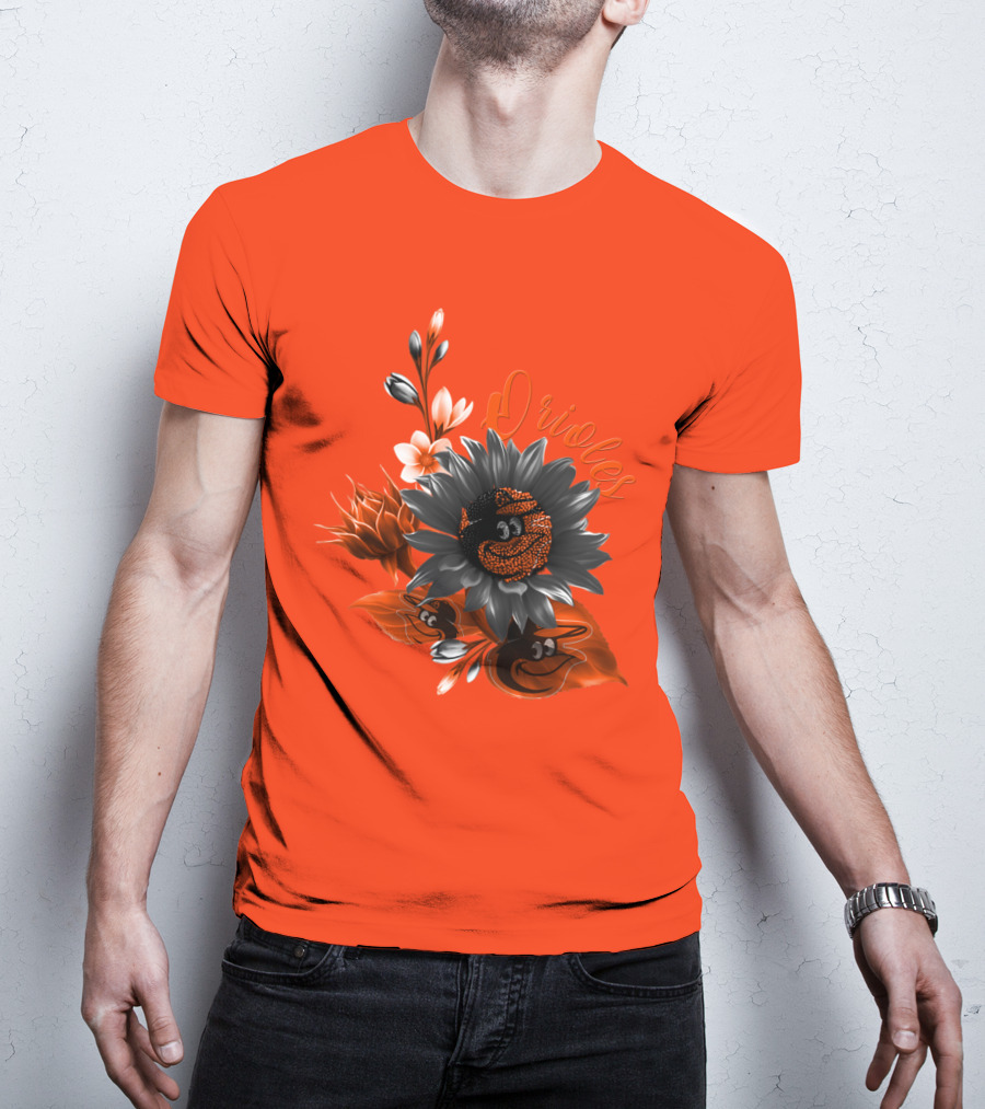 Orioles Sunflower Floral Design Baltimore Orioles T-Shirt