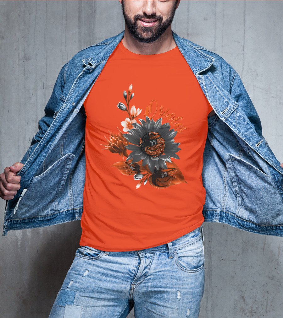 Orioles Sunflower Floral Design Baltimore Orioles T-Shirt