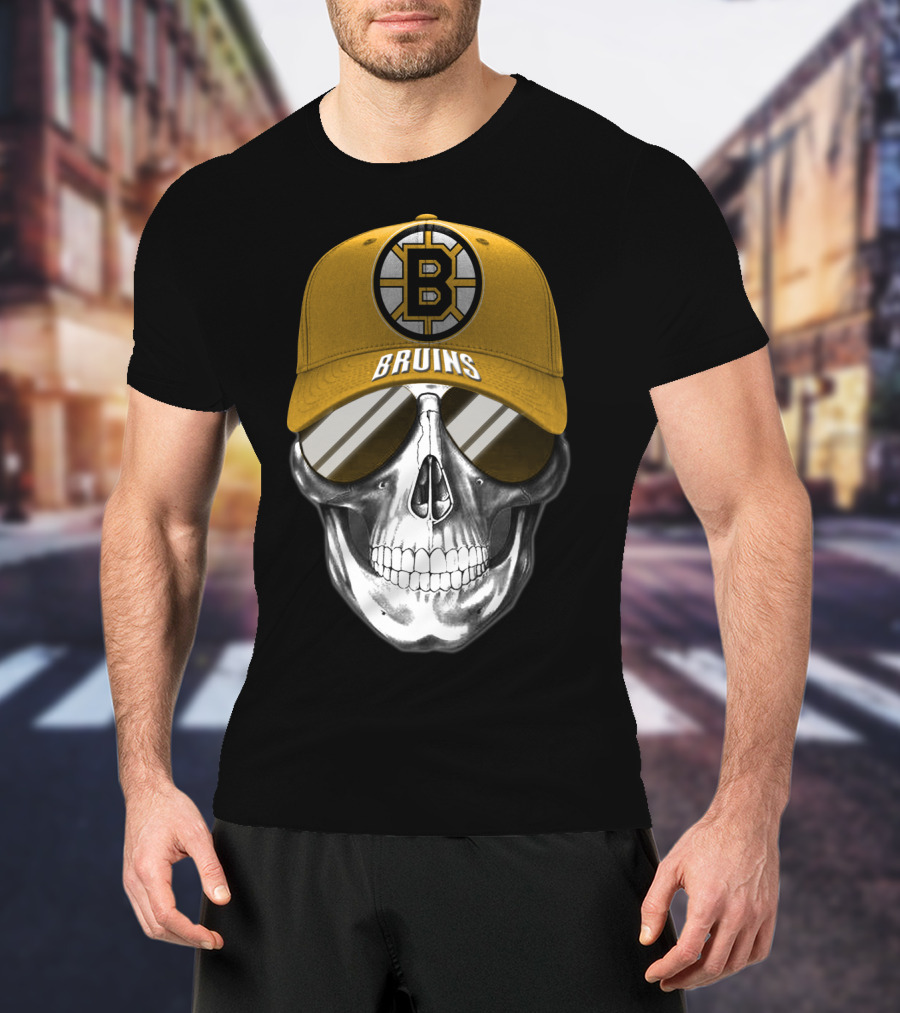 Boston Bruins Skull Cap With Hockey T-Shirt