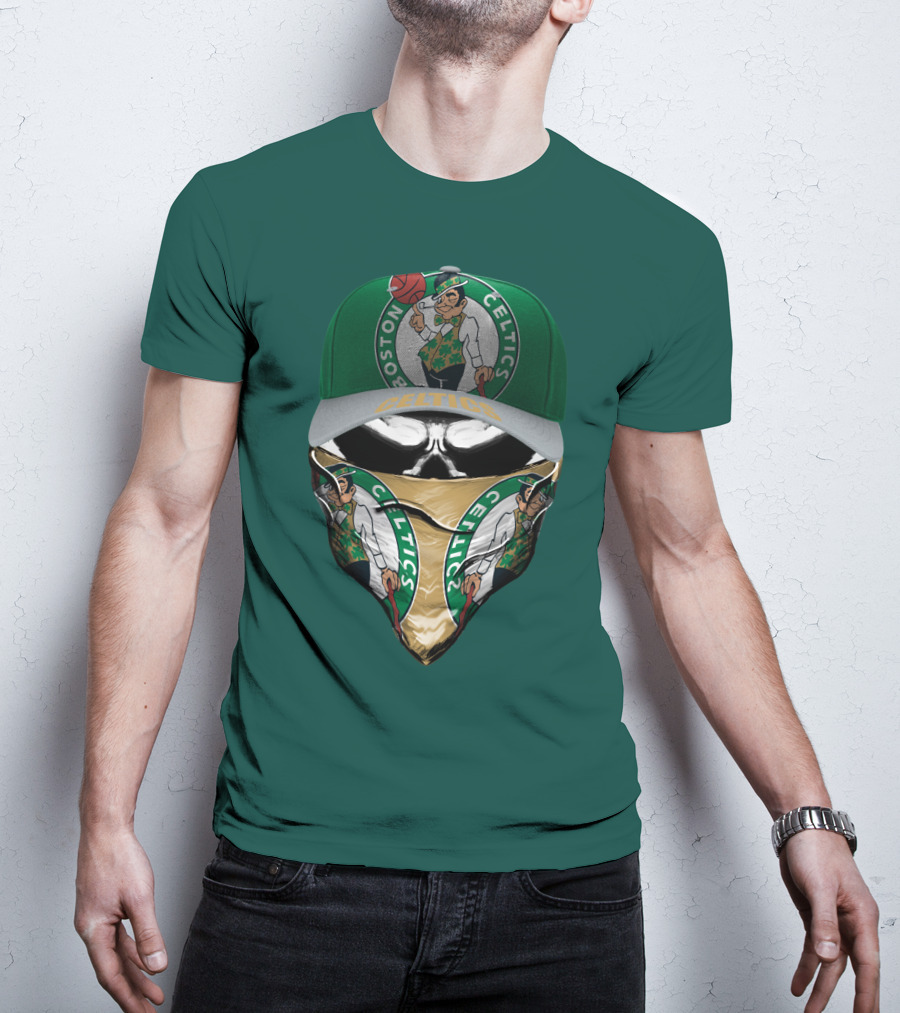 Boston Celtics Lucky The Leprechaun Masked Cap T-Shirt