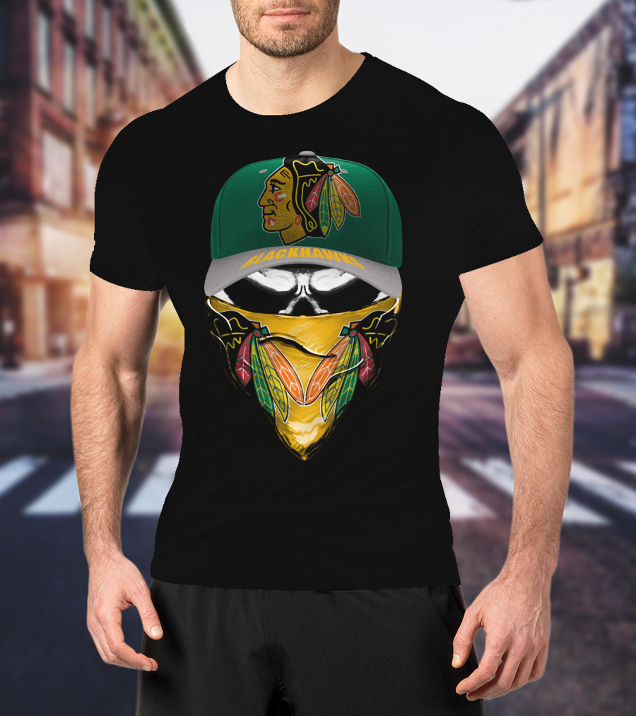 Chicago Blackhawks Logo Cap And Mask Combo T-Shirt