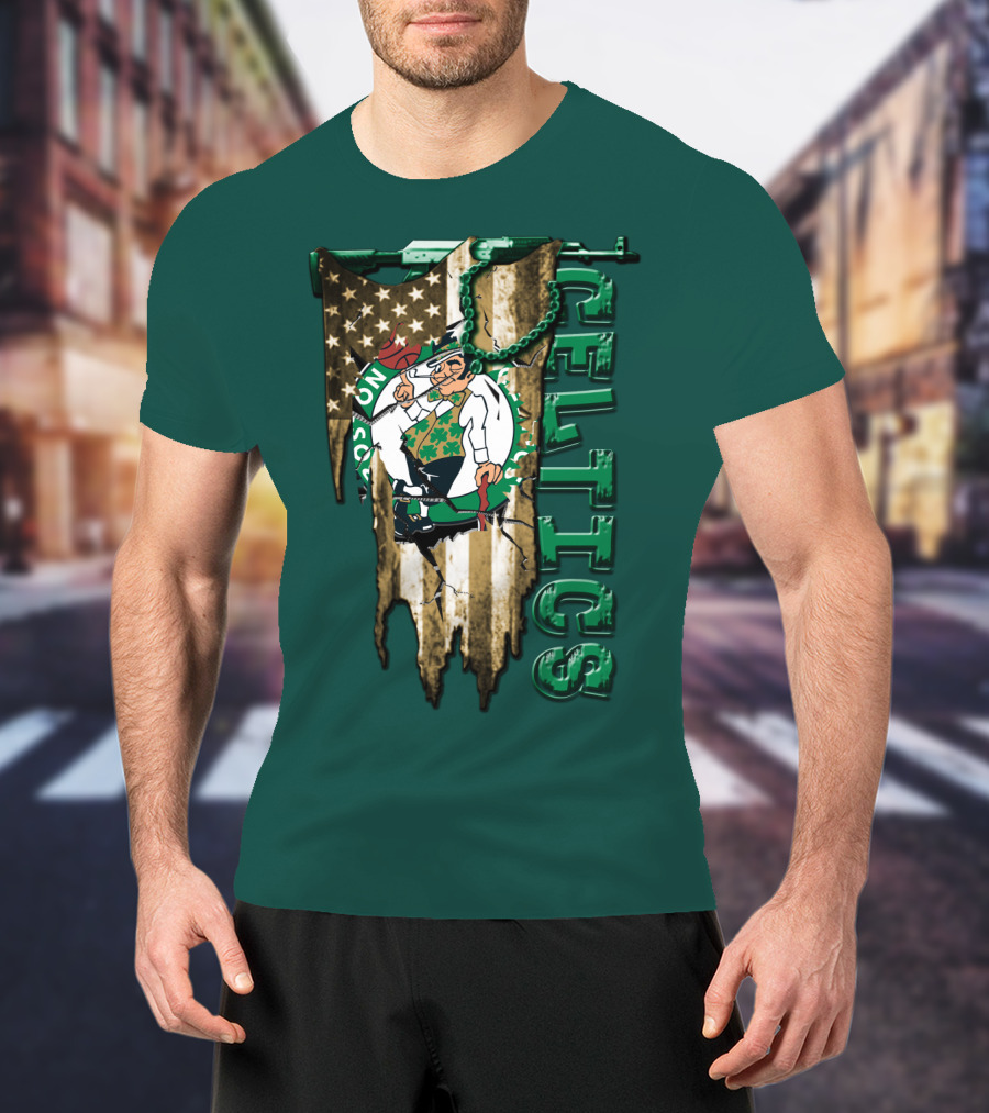 Boston Celtics Vintage American Flag T-Shirt