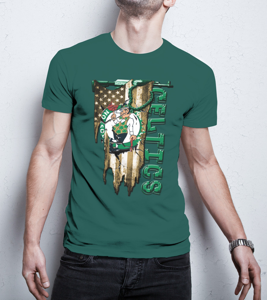 Boston Celtics Vintage American Flag T-Shirt