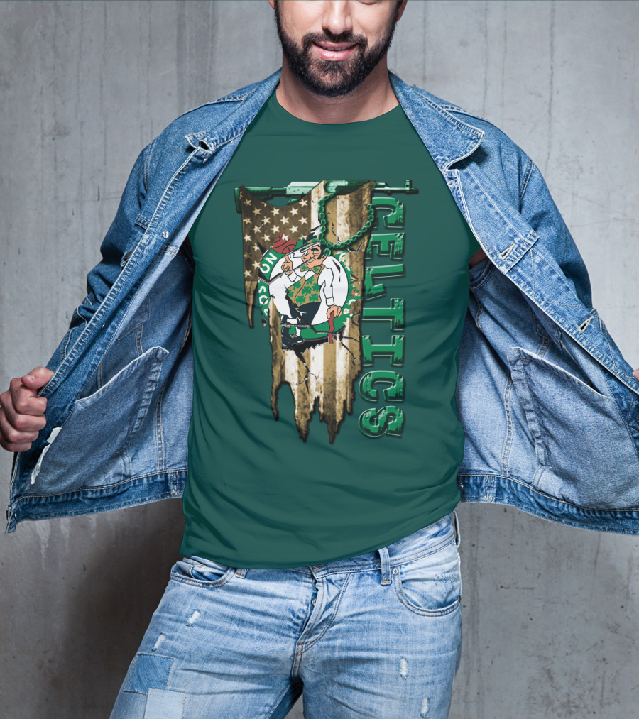 Boston Celtics Vintage American Flag T-Shirt