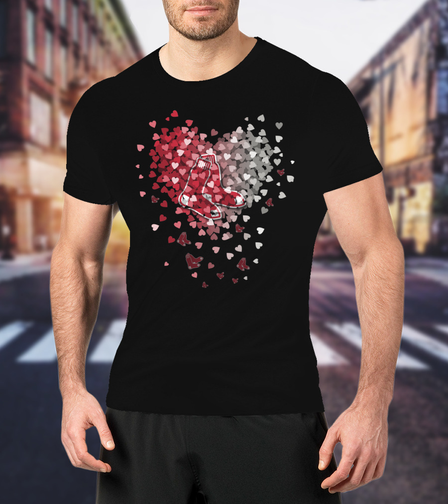 Boston Red Sox Heart Shaped Sox And Hearts T-Shirt