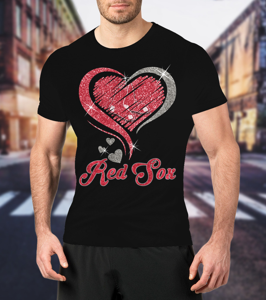 Red Sox Heart Glitter T-Shirt