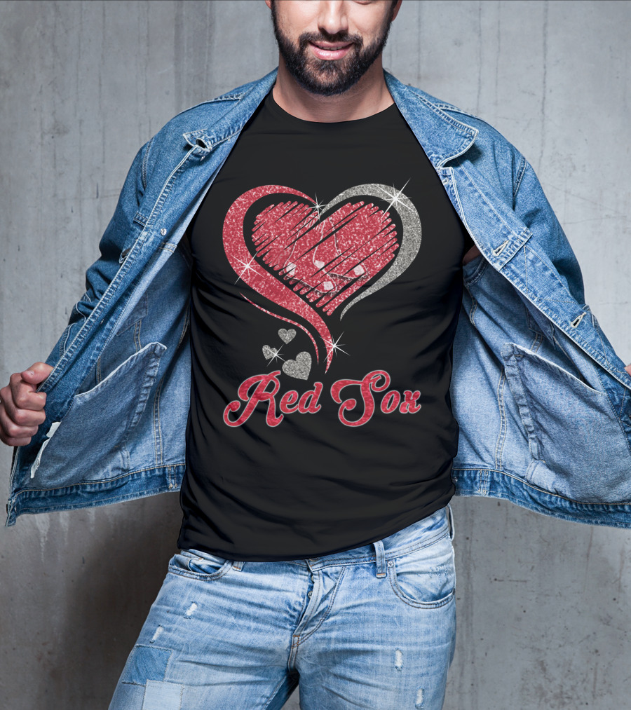 Red Sox Heart Glitter T-Shirt