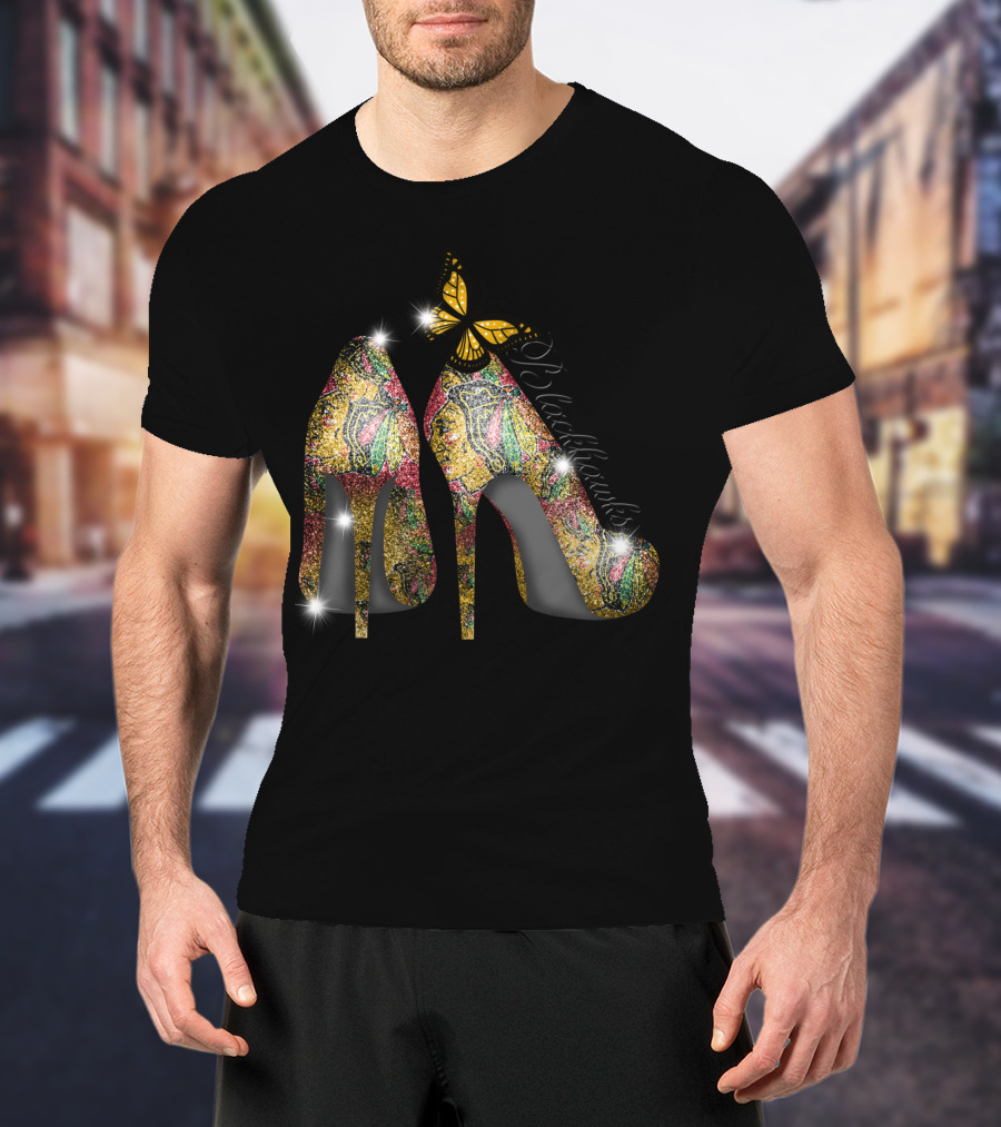 Chicago Blackhawks Heels With Butterfly Embellishment T-Shirt