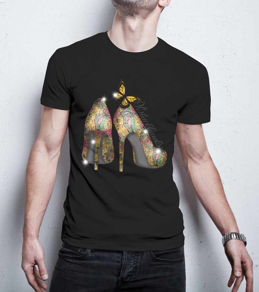 Chicago Blackhawks Heels With Butterfly Embellishment T-Shirt