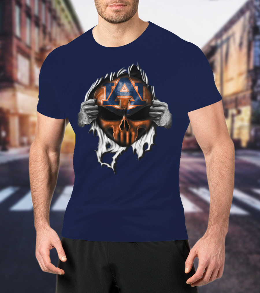 Auburn Tigers Skull Face Peel T-Shirt