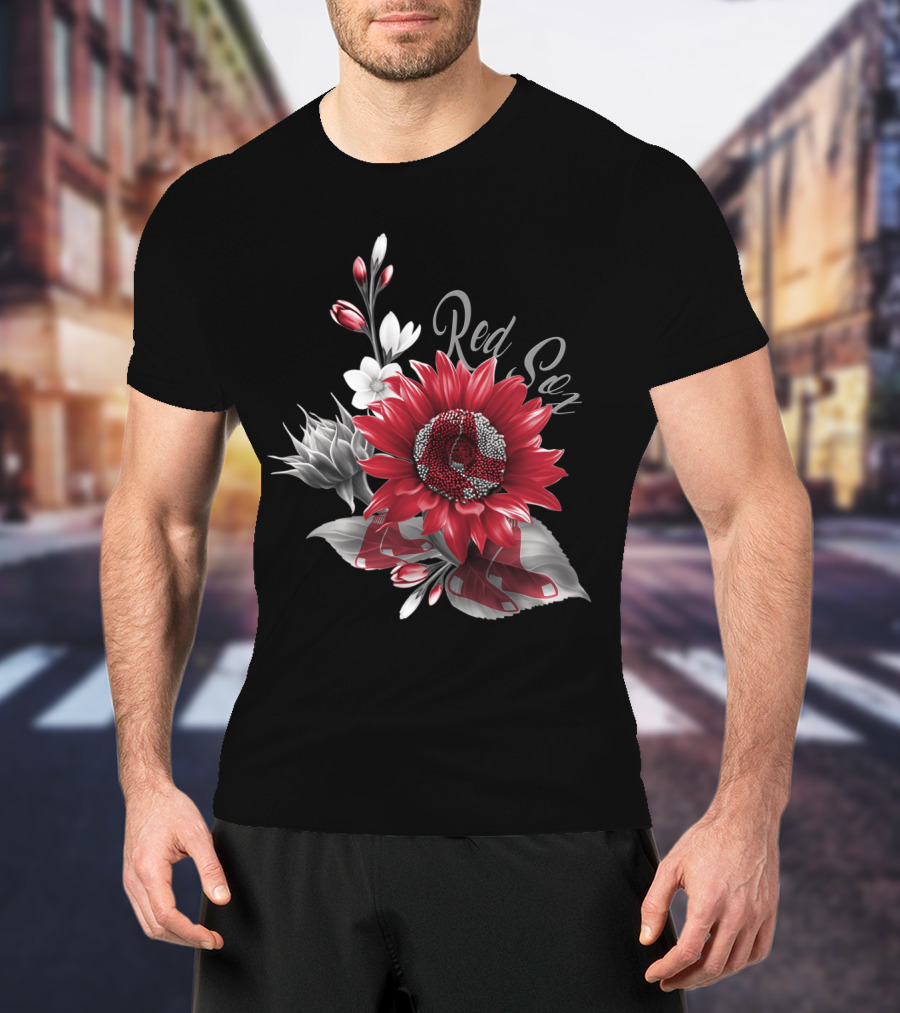 Boston Red Sox Red And White Floral T-Shirt