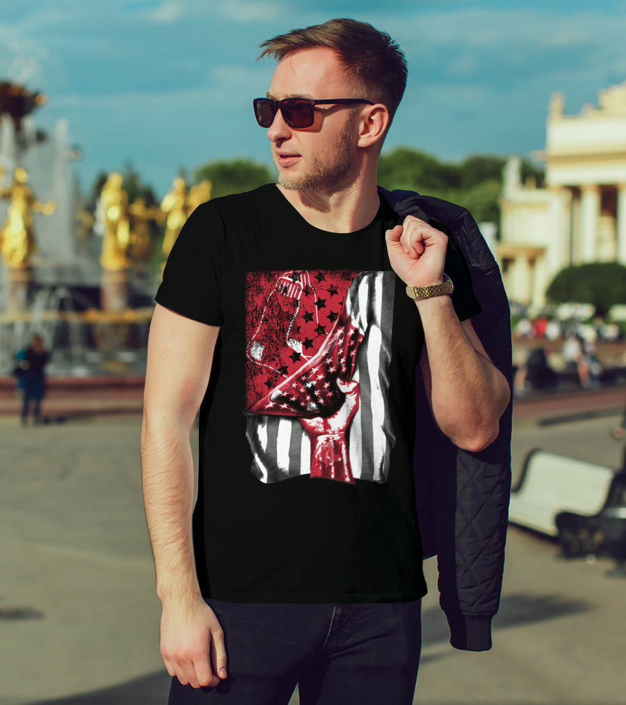 Boston Red Sox American Flag Fist Socks Stars Stripes T-Shirt