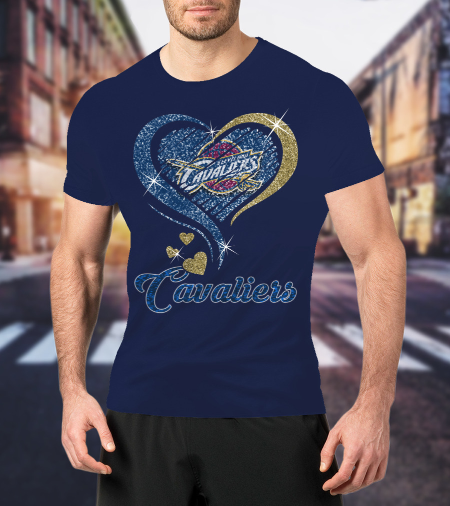 Cleveland Cavaliers Heart Logo Sparkle T-Shirt