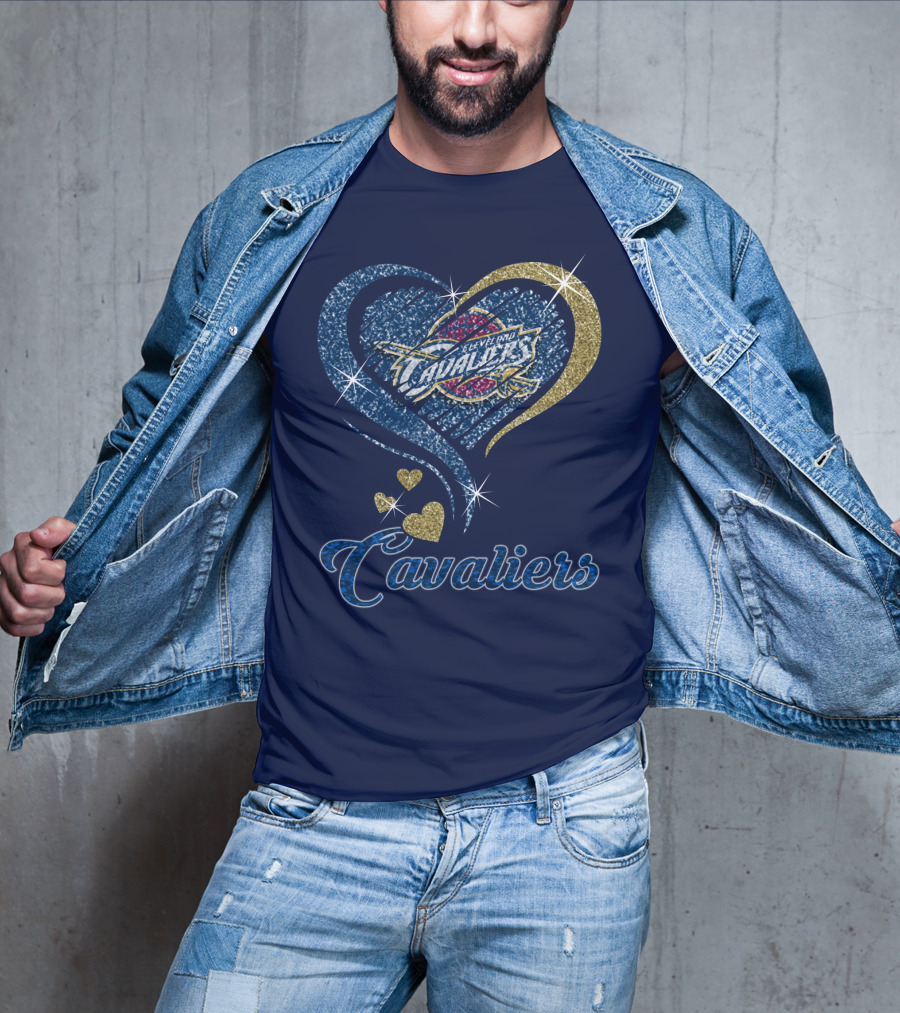 Cleveland Cavaliers Heart Logo Sparkle T-Shirt