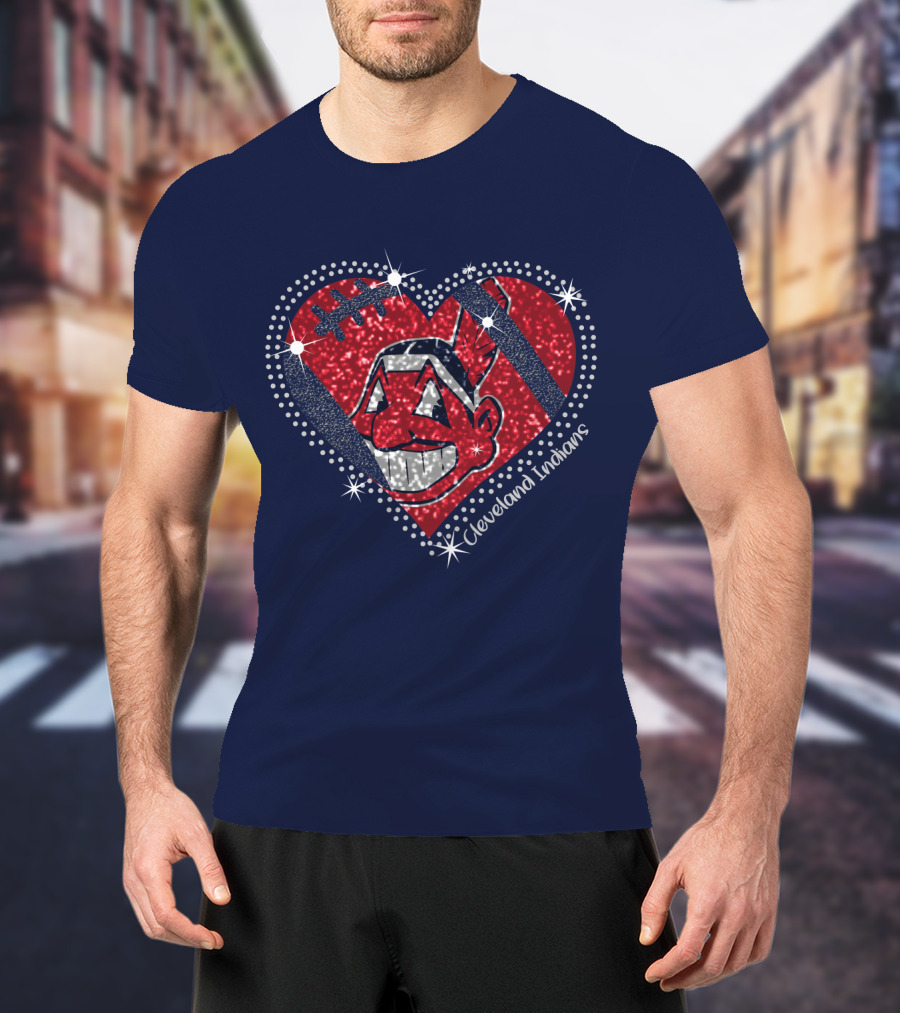 Cleveland Indians Heart Design With Effect T-Shirt