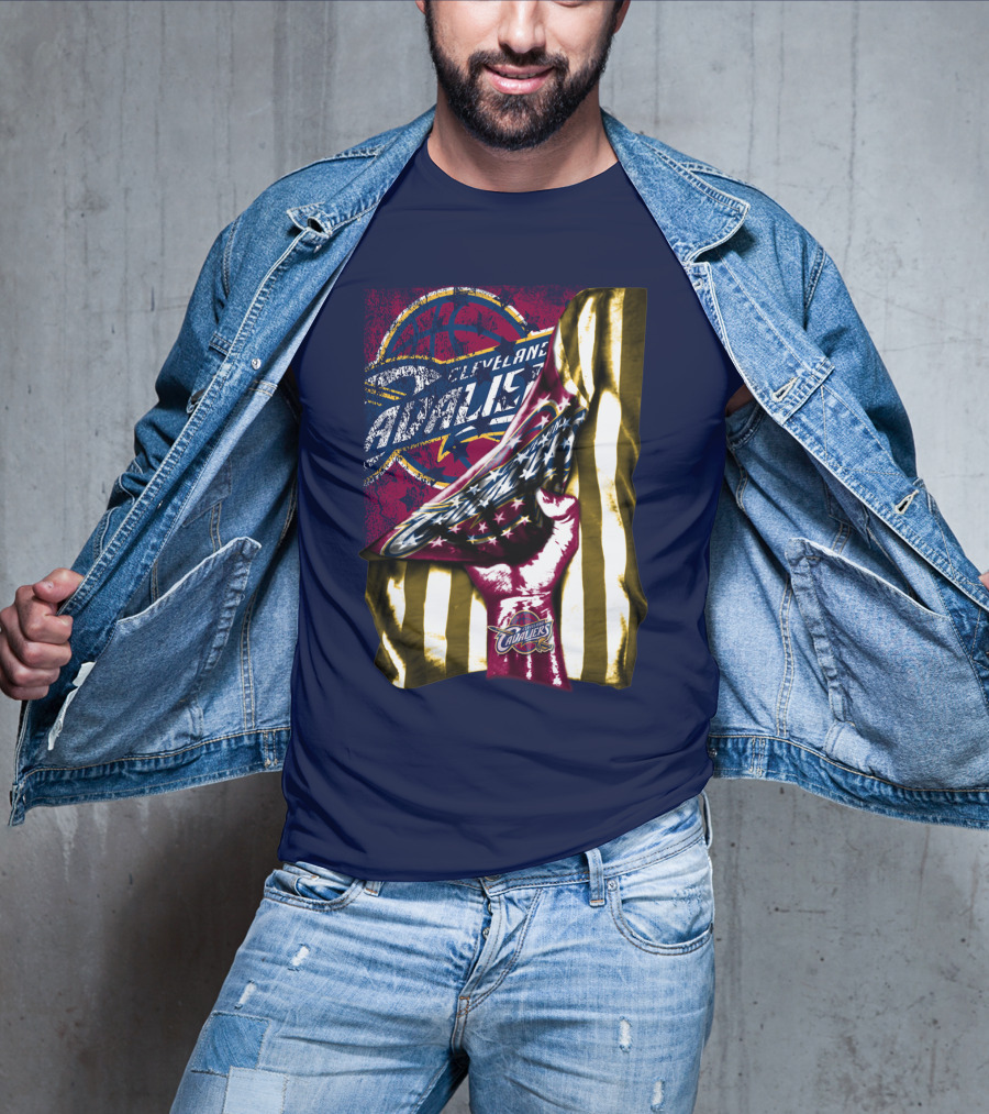 Cleveland Cavaliers American Flag Fist Nba Basketball T-Shirt