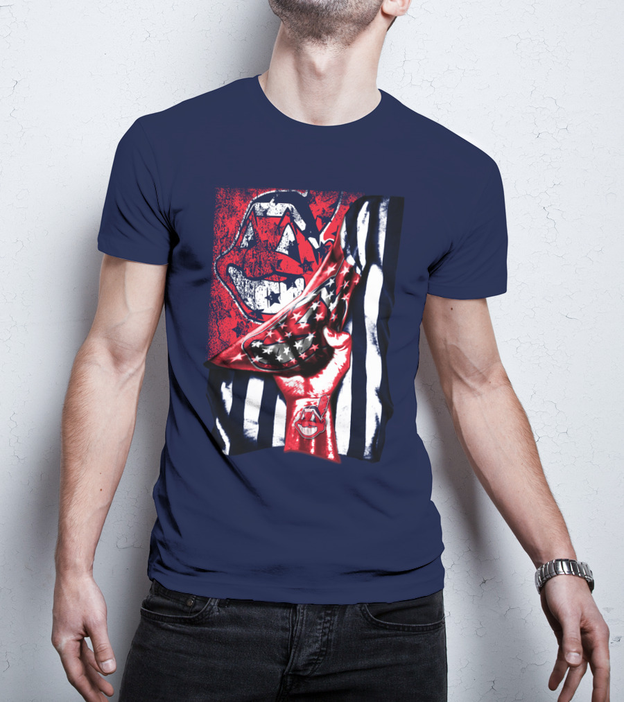 Cleveland Indians Pride American Flag Baseball Team Spirit T-Shirt