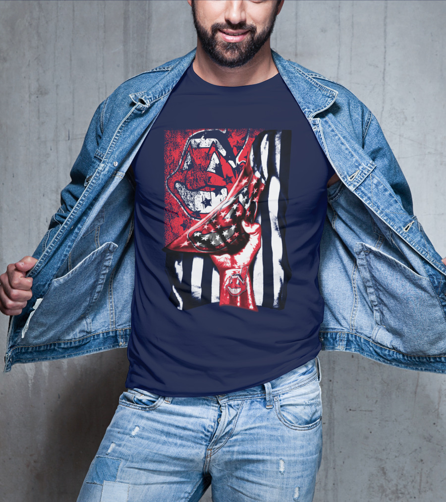Cleveland Indians Pride American Flag Baseball Team Spirit T-Shirt