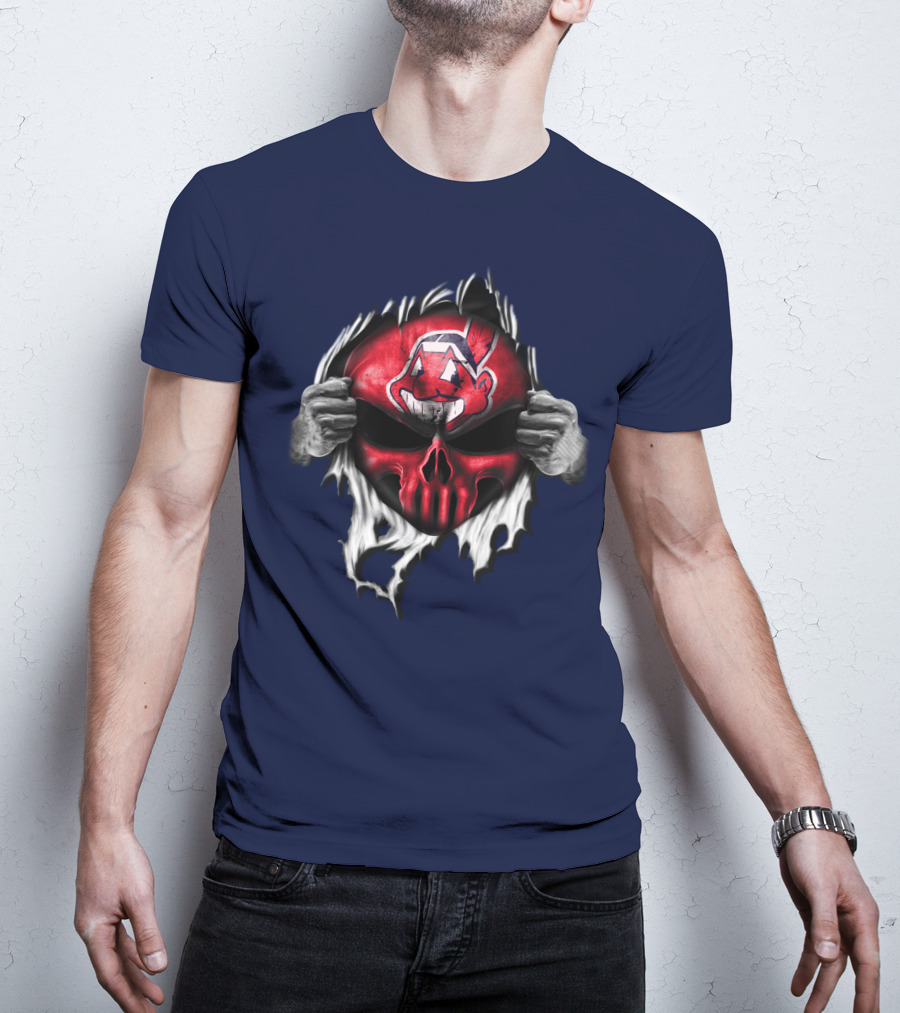 Cleveland Indians Skull Mask Ripping T-Shirt