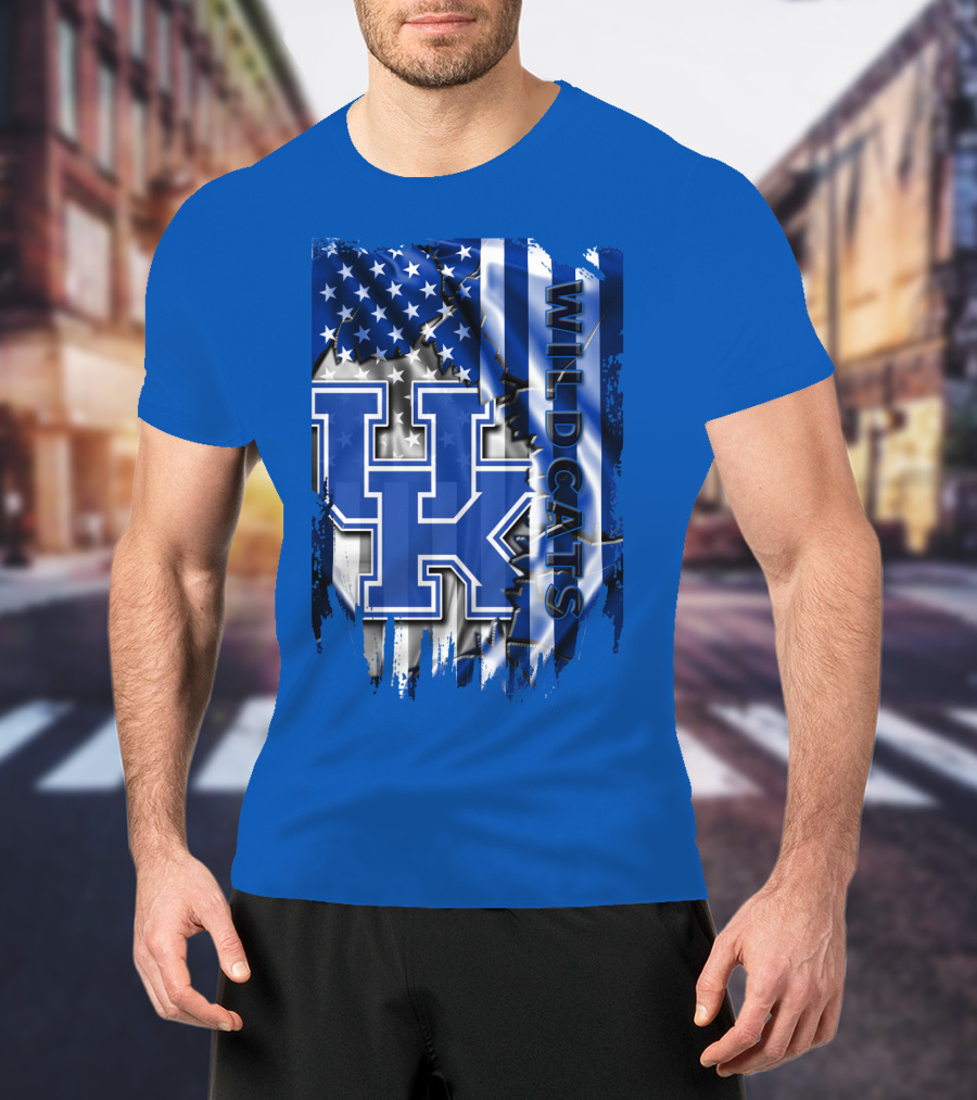 Kentucky Wildcats American Flag Tribute Uk T-Shirt