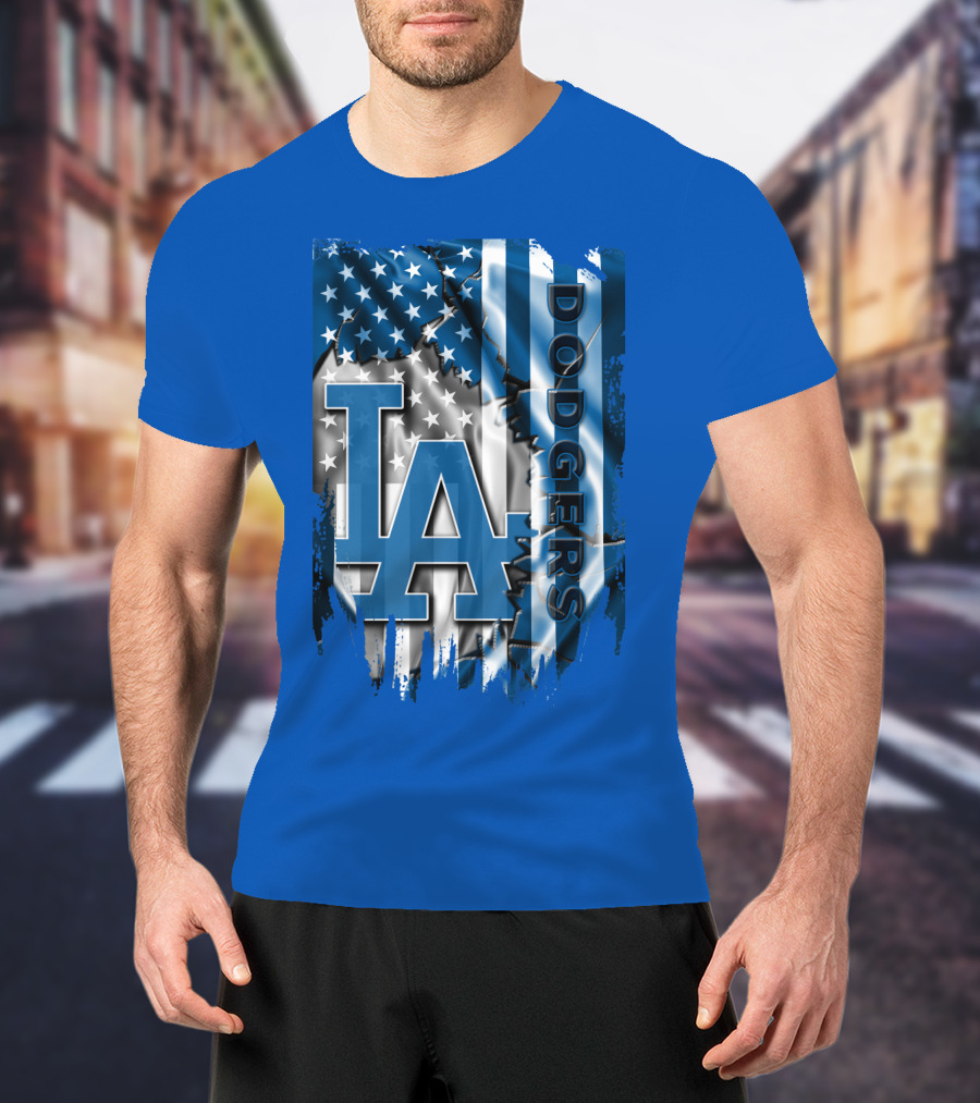 La Dodgers American Flag Blue T-Shirt