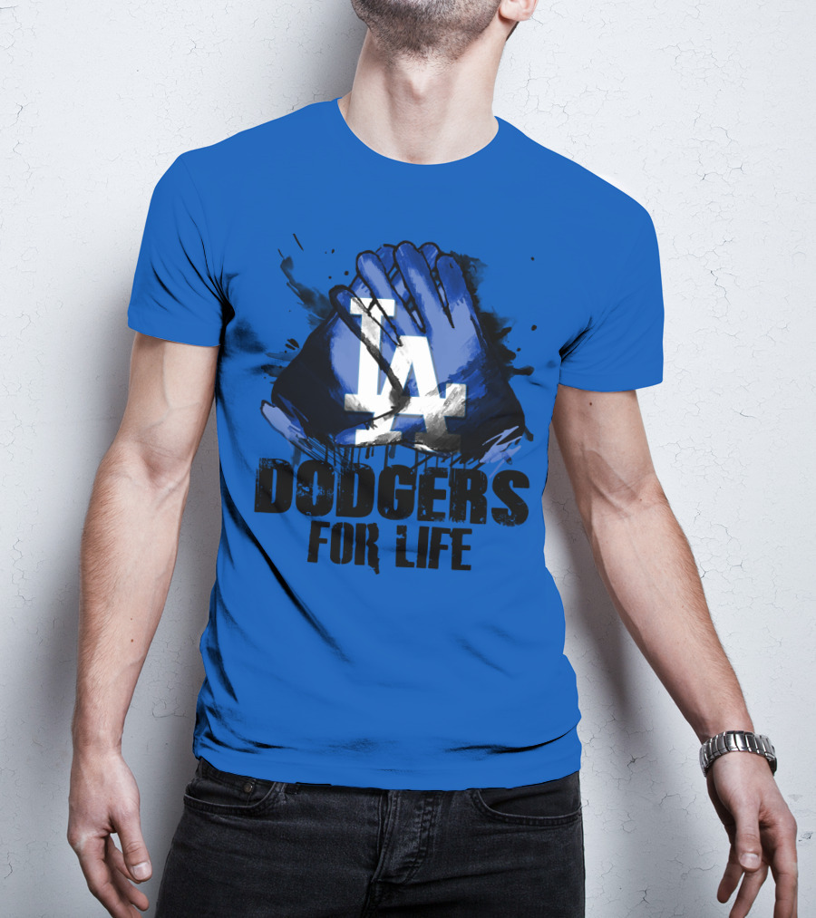 La Dodgers For Life Blue Graphic Featuring Iconic Logo With Hands T-Shirt