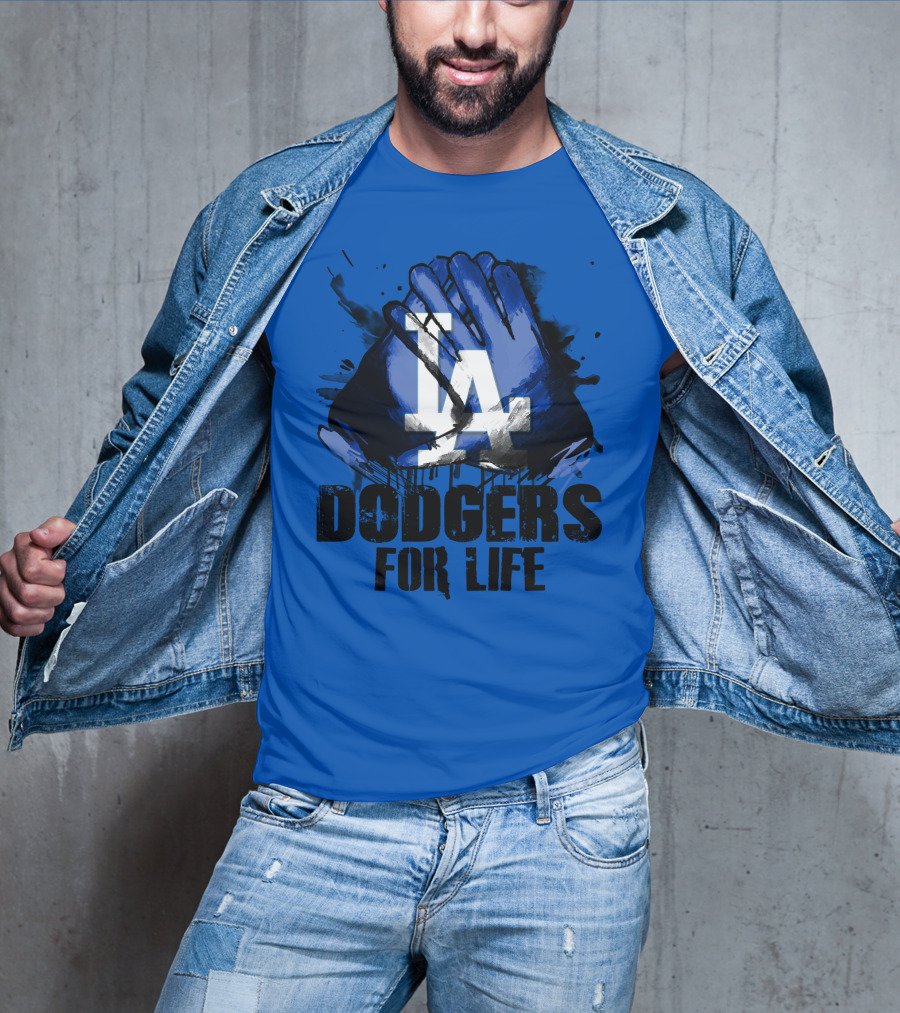 La Dodgers For Life Blue Graphic Featuring Iconic Logo With Hands T-Shirt