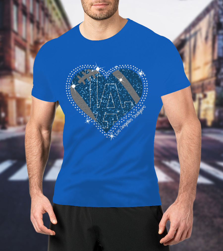 Los Angeles Dodgers Heart Sparkle La Football Stars T-Shirt