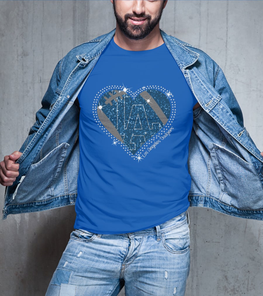Los Angeles Dodgers Heart Sparkle La Football Stars T-Shirt