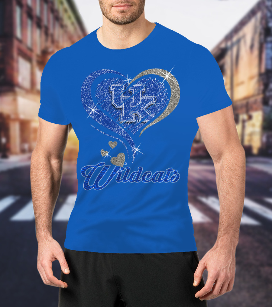 Uk Wildcats Heart Shaped Glitter T-Shirt