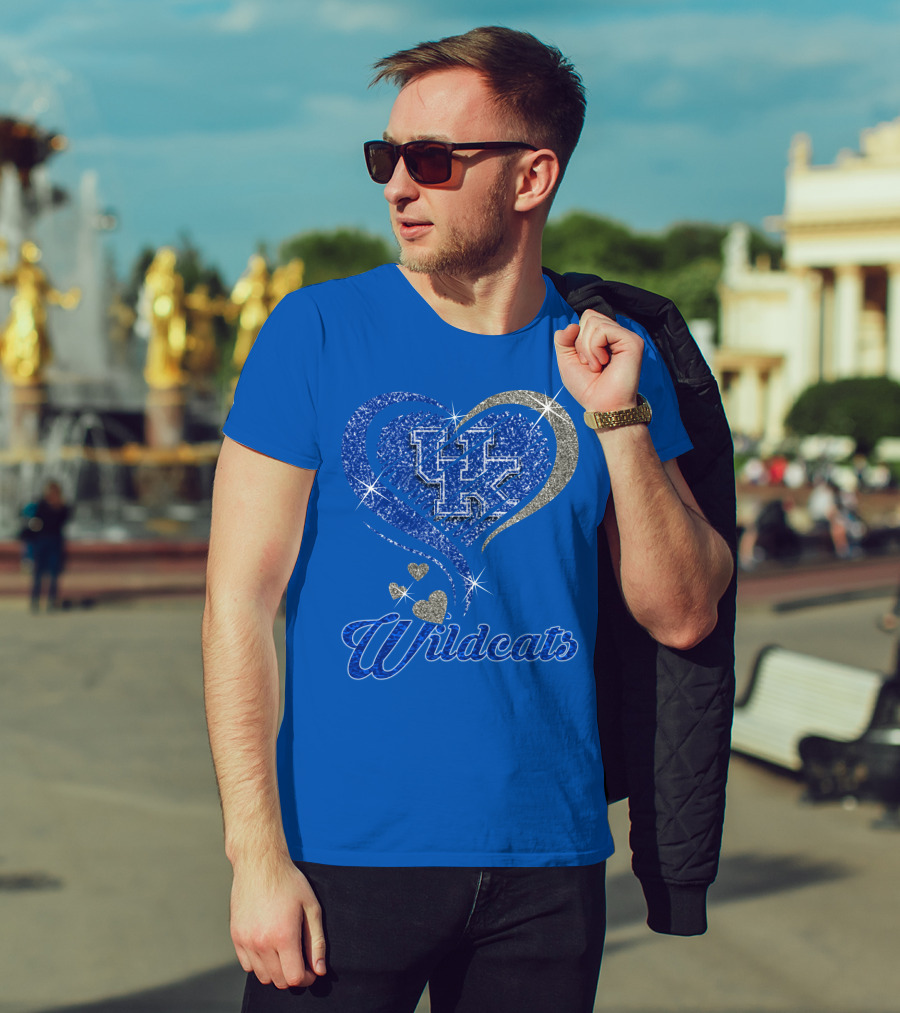 Uk Wildcats Heart Shaped Glitter T-Shirt