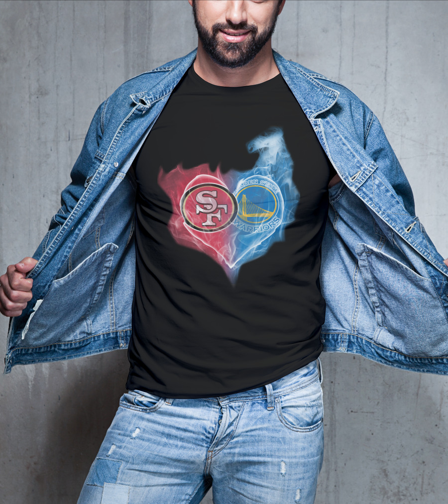 San Francisco 49ers Golden State Warriors Heart Fusion T-Shirt