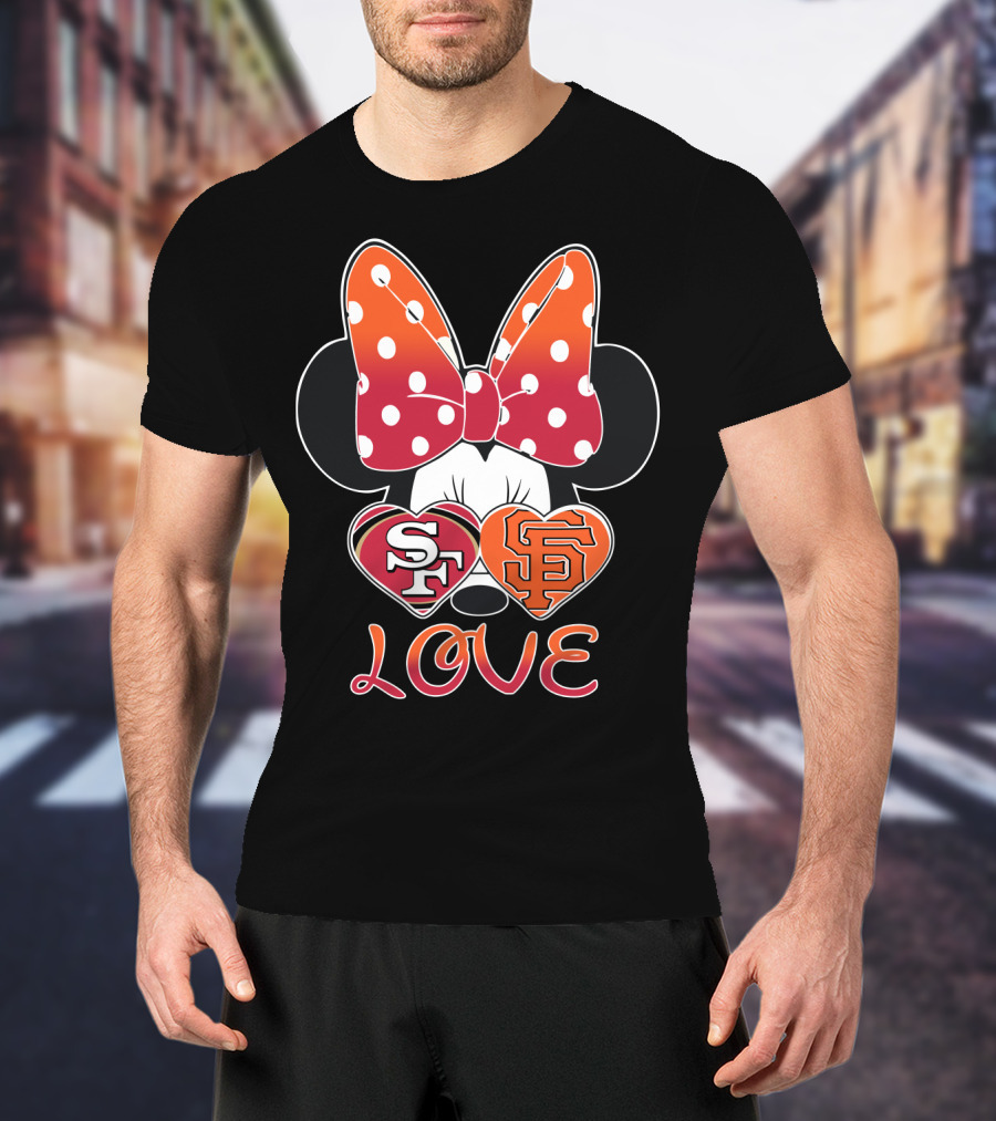 Minnie Mouse Love Sf 49ers Giants Hearts T-Shirt